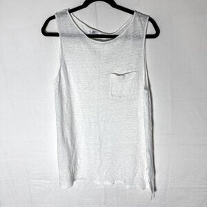 5/$25 Contemporaine White Semi Sheer Sleeveless Blouse With Chest Pocket L